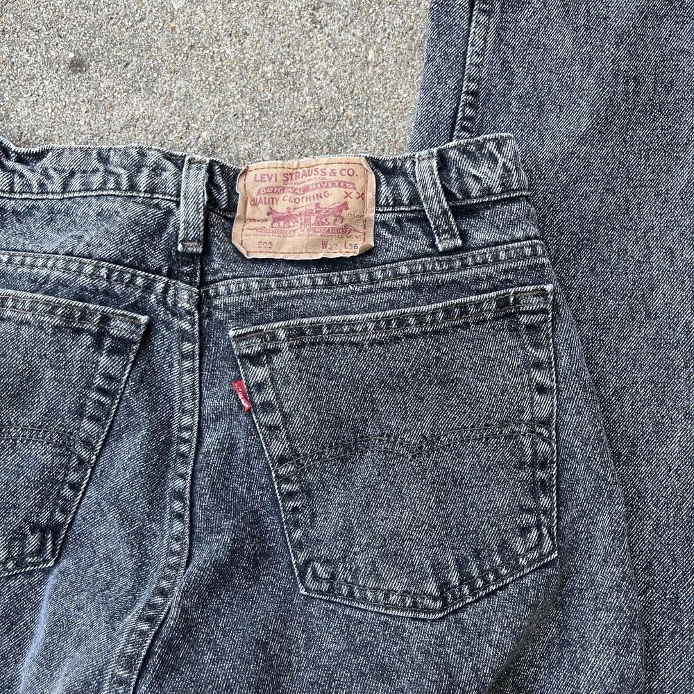 Levis 505 30x33 Black Regular Fit Straight Leg Men Jean Made in USA Vintage 90’s - Picture 3 of 16